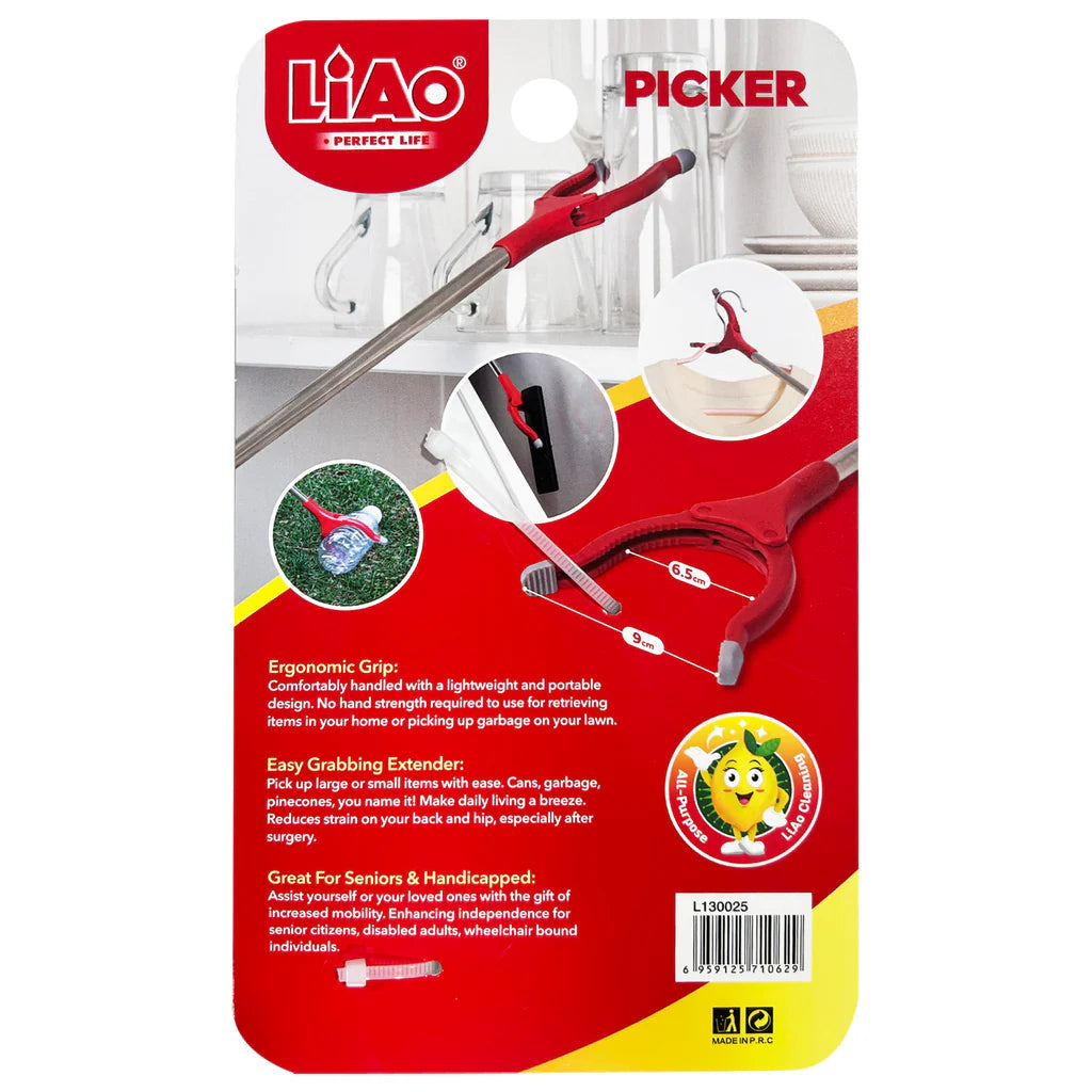 LIAO Trash Picker L130025 – Long Handle Grabber Tool | Waste Picker | Plastic + Stainless Steel | 830mm