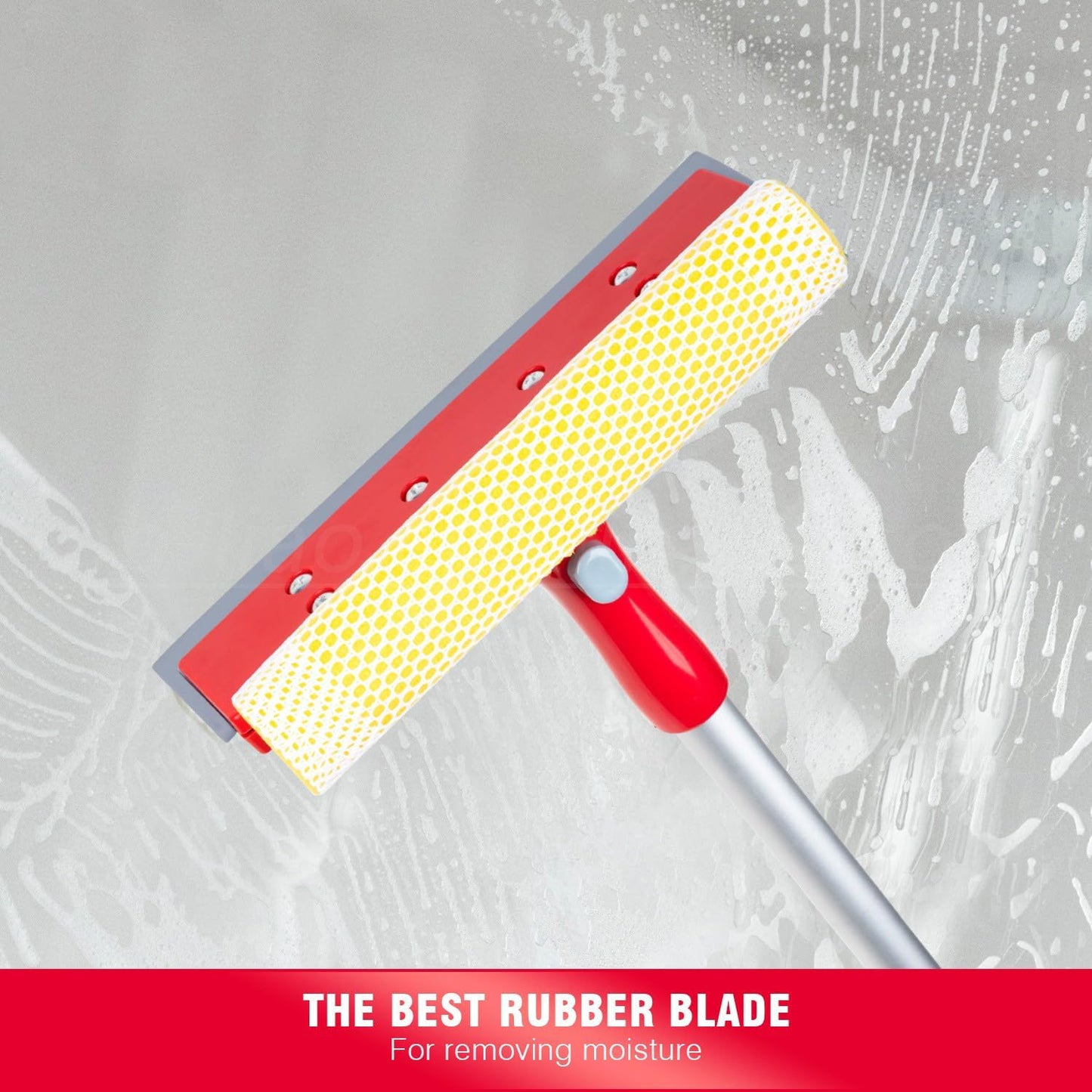 Telescopic Aluminum Pole Sponge + Squeege + Window Cleaner