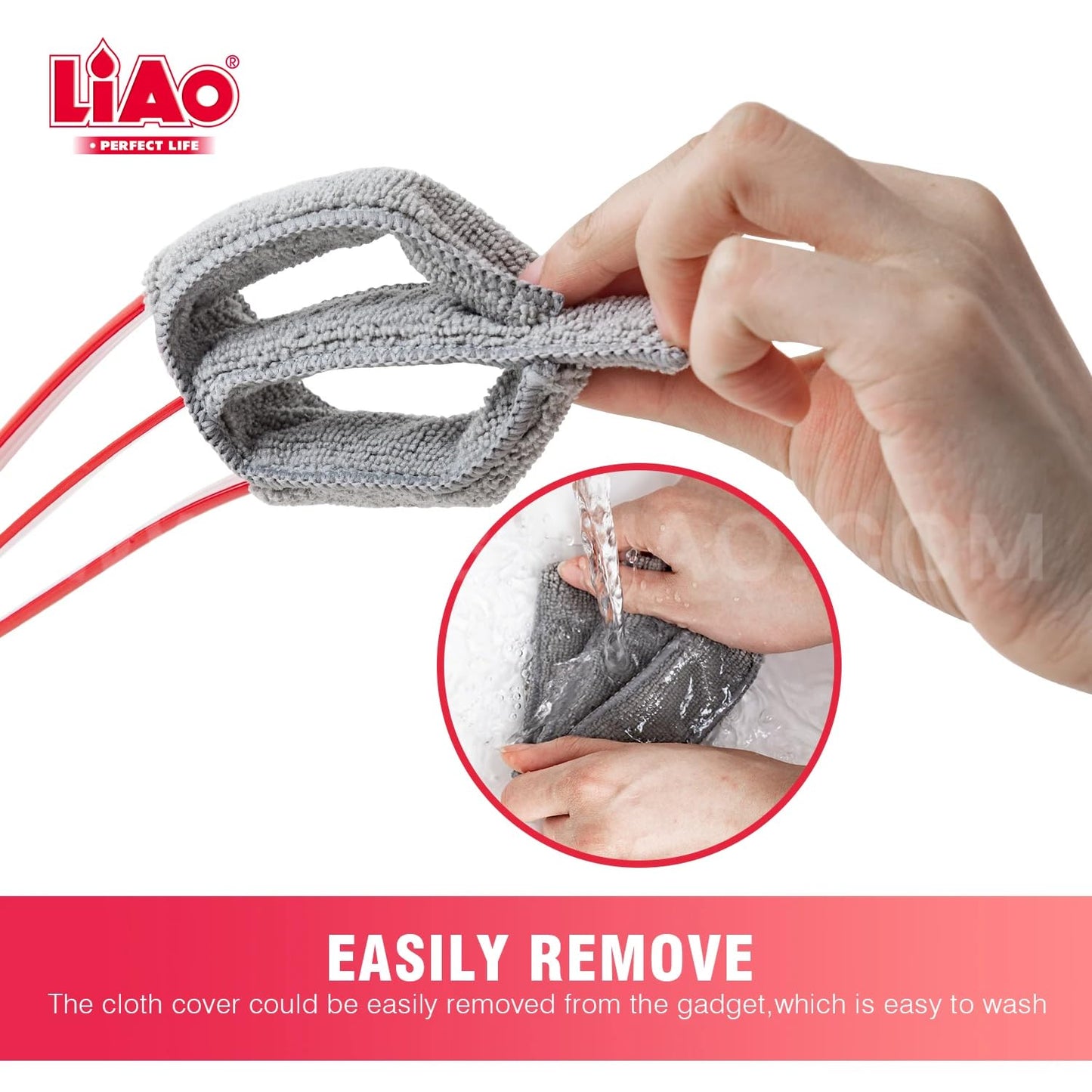 LIAO Window Blind Duster LB2208 – Microfiber Cleaner | 3 Blade Design | Double End Brush Tool