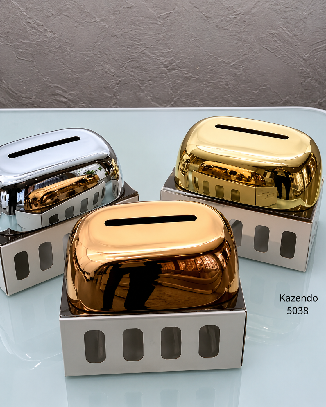Tissue Box - Golden & Copper Color
