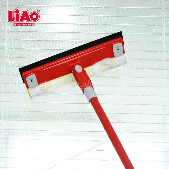 Telescopic Steel Pole Sponge Squeege Window Cleaner With Towel Holder