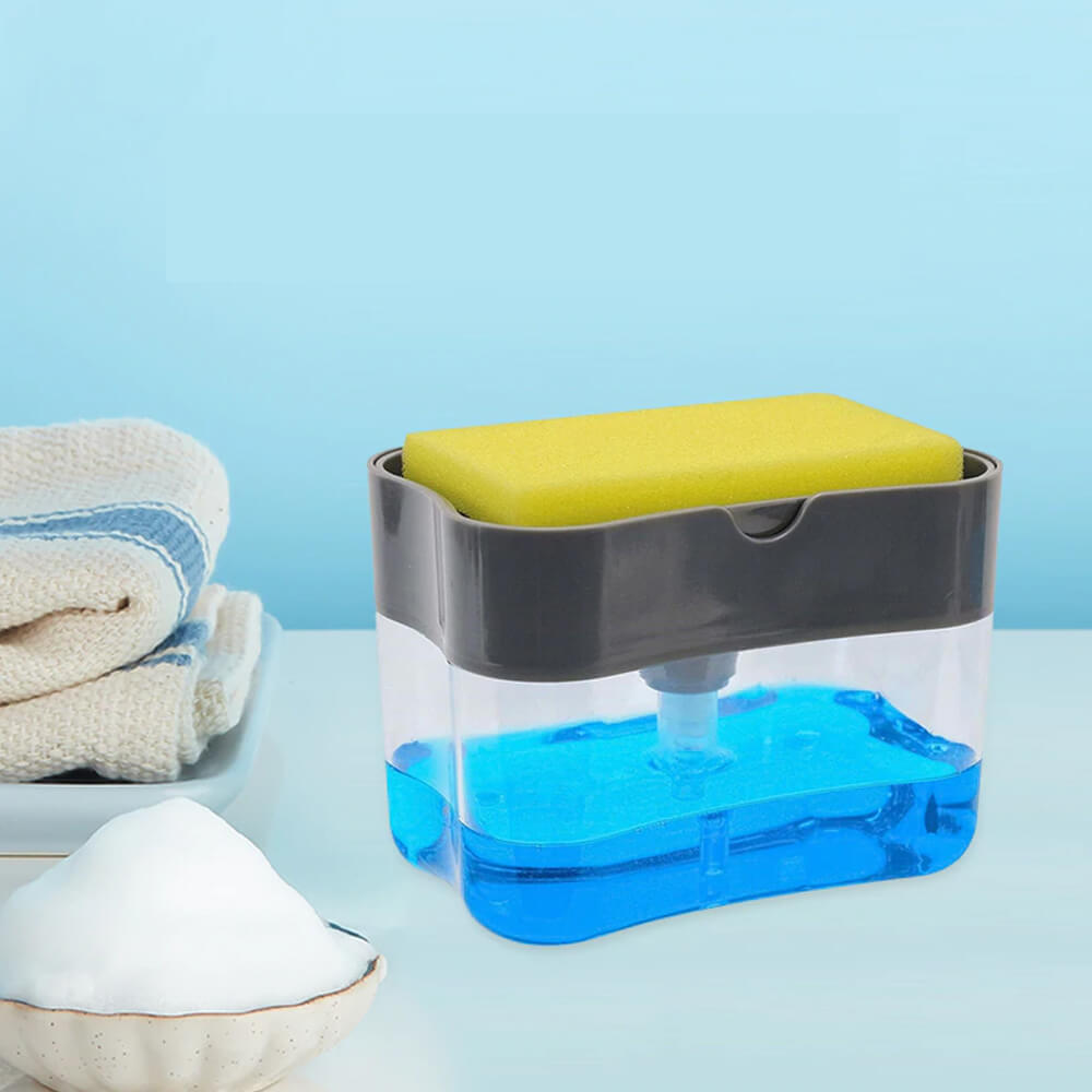 2-in-1 Dishwasher Liquid Dispenser & Sponge Holder - Free Sponge Inside!