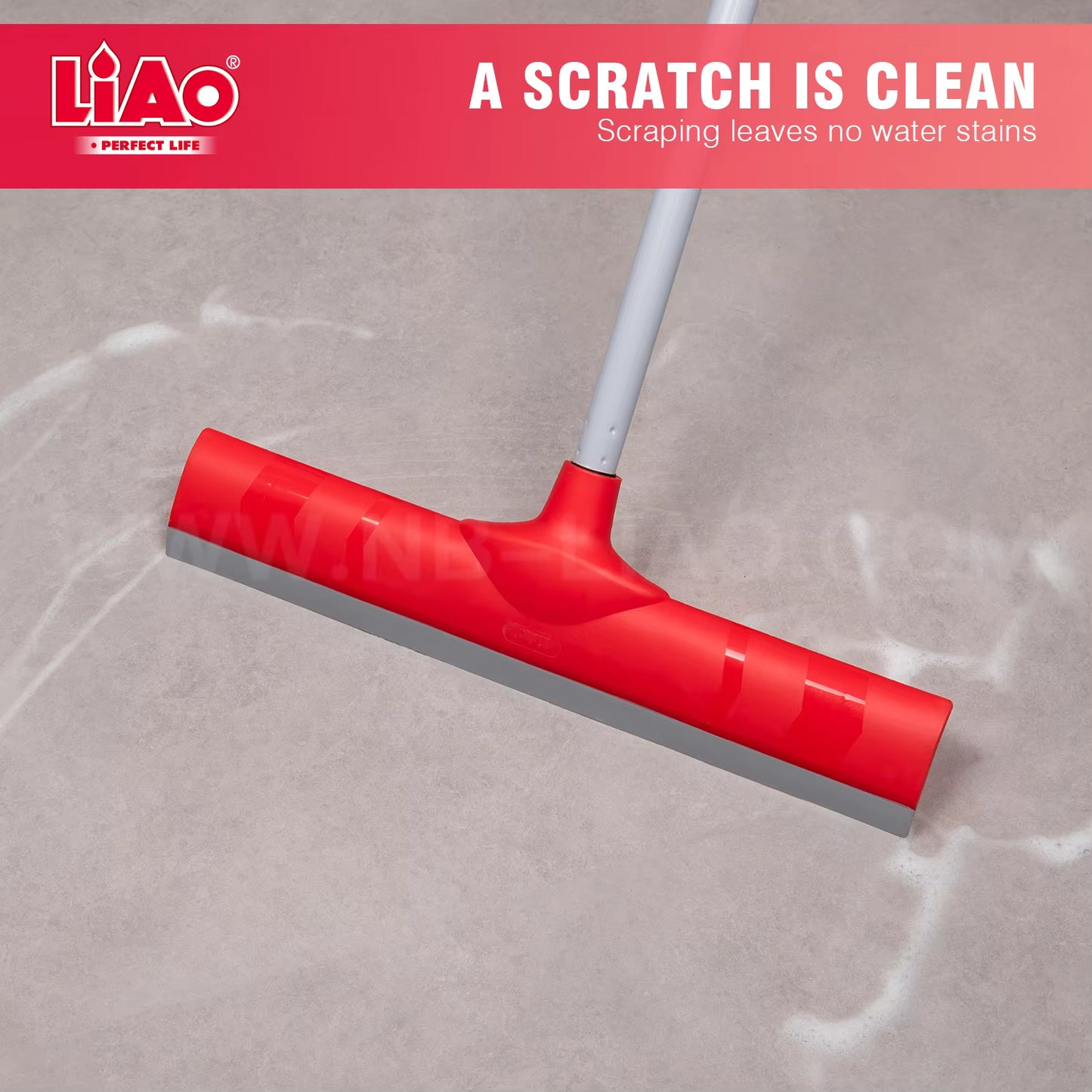 LIAO Floor Squeegee LK2308 – 40cm Water Scraper | 120cm Metal Handle | TPR Blade | Bathroom & Floor Cleaner