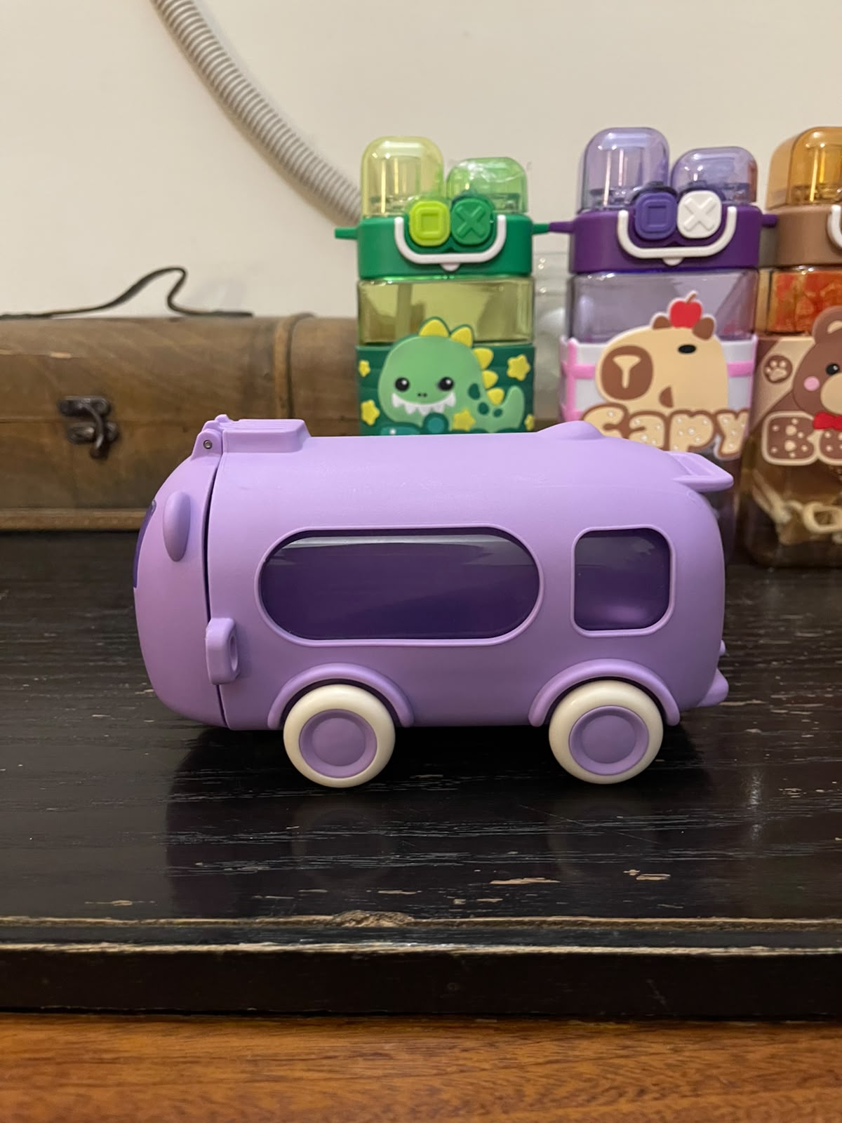 Portable Bus Water Bottle with Straw & Strap