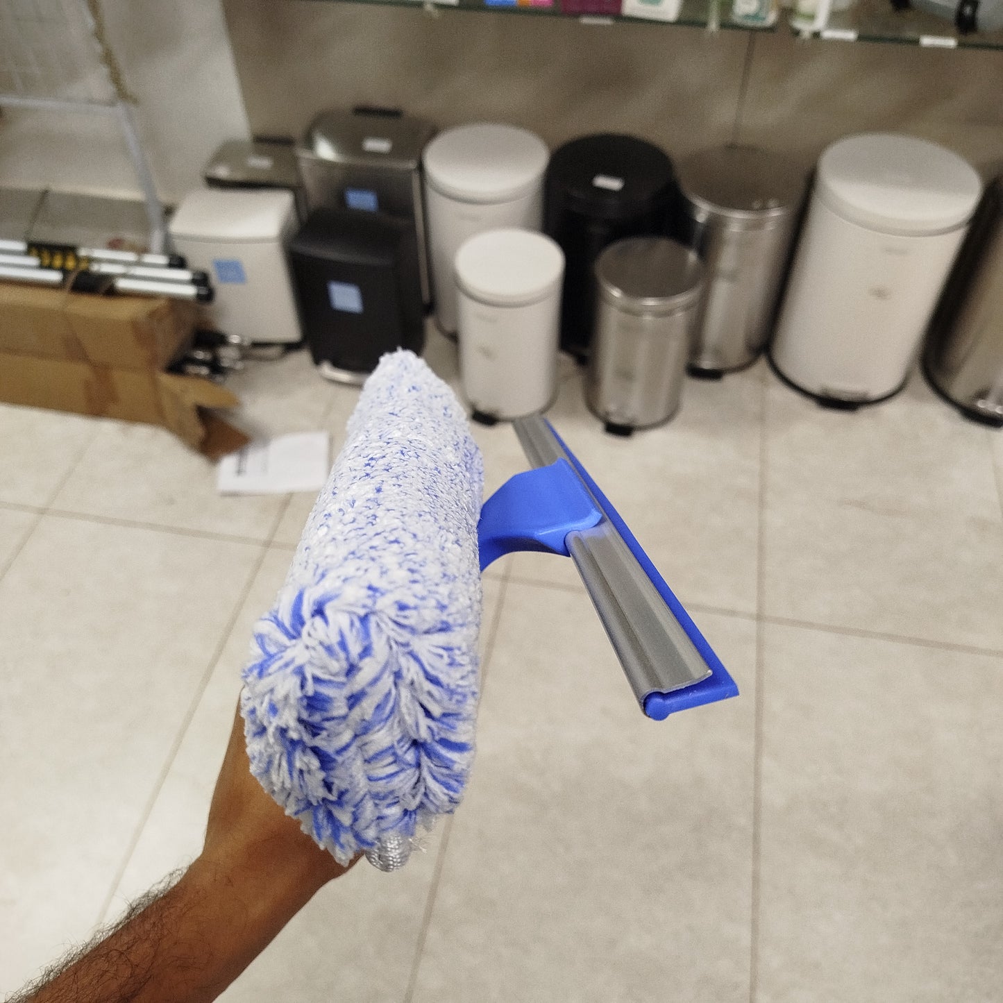 2-in-1 Microfiber Scrubber and Squeegee 14-inch Scrubber Cleaning Tool - Without Pole