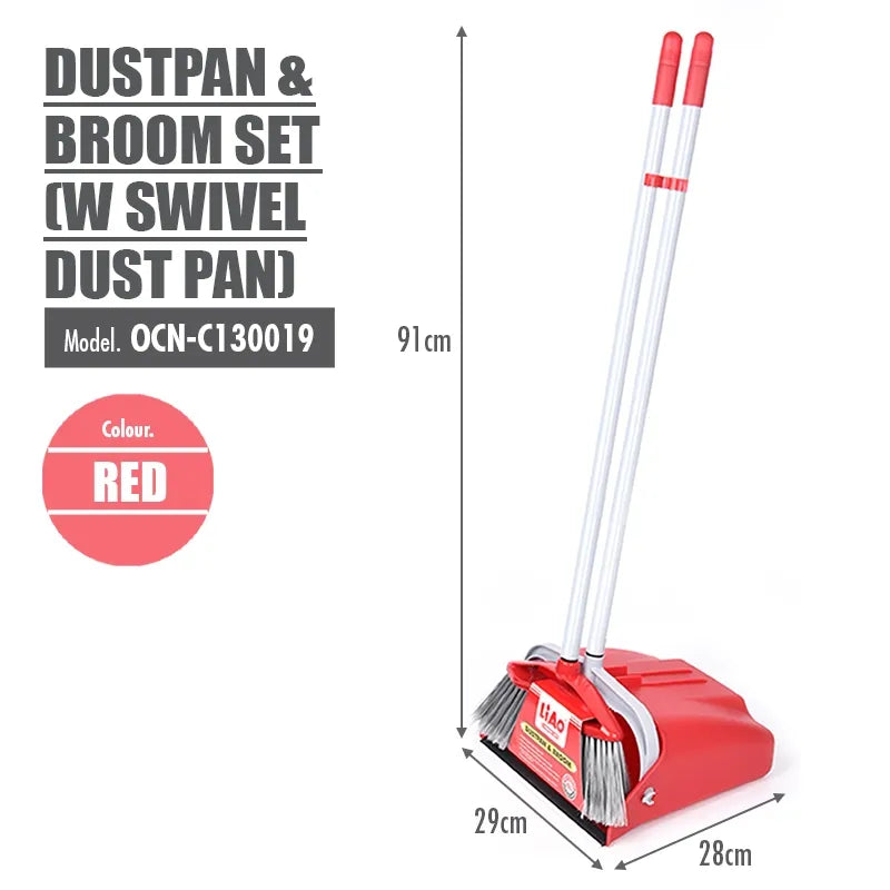 LIAO Dustpan Set C130019 – Long Handle Broom & Dustpan Set | 75cm Metal Handle | Comb Teeth Design