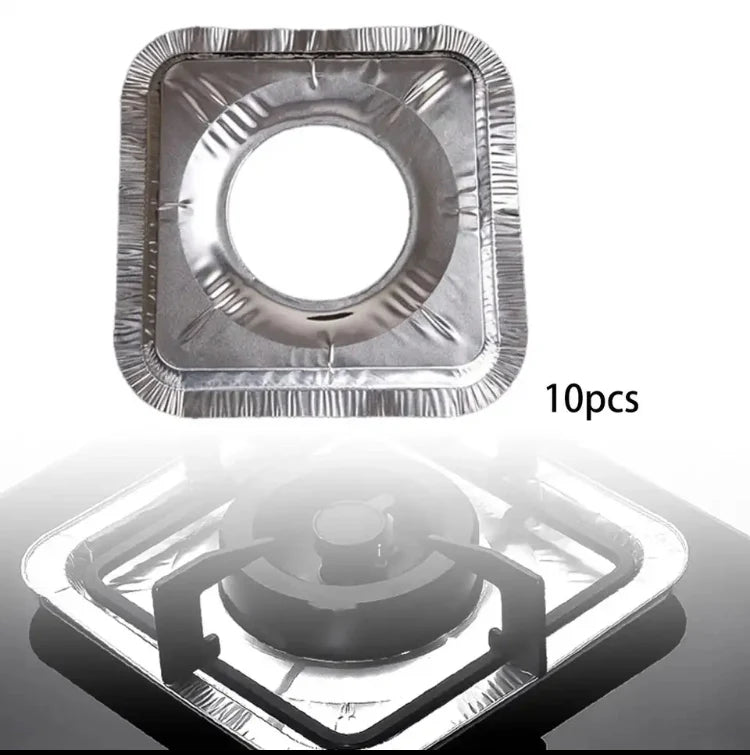 10Pcs Gas Stove Burner Bib Liners Stove Covers Cooking Aluminum Foil Easy to Clean