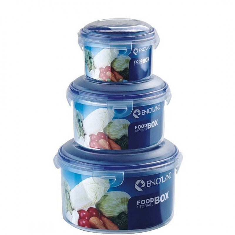 03 Piece Air Tight Round Food Storage Boxes