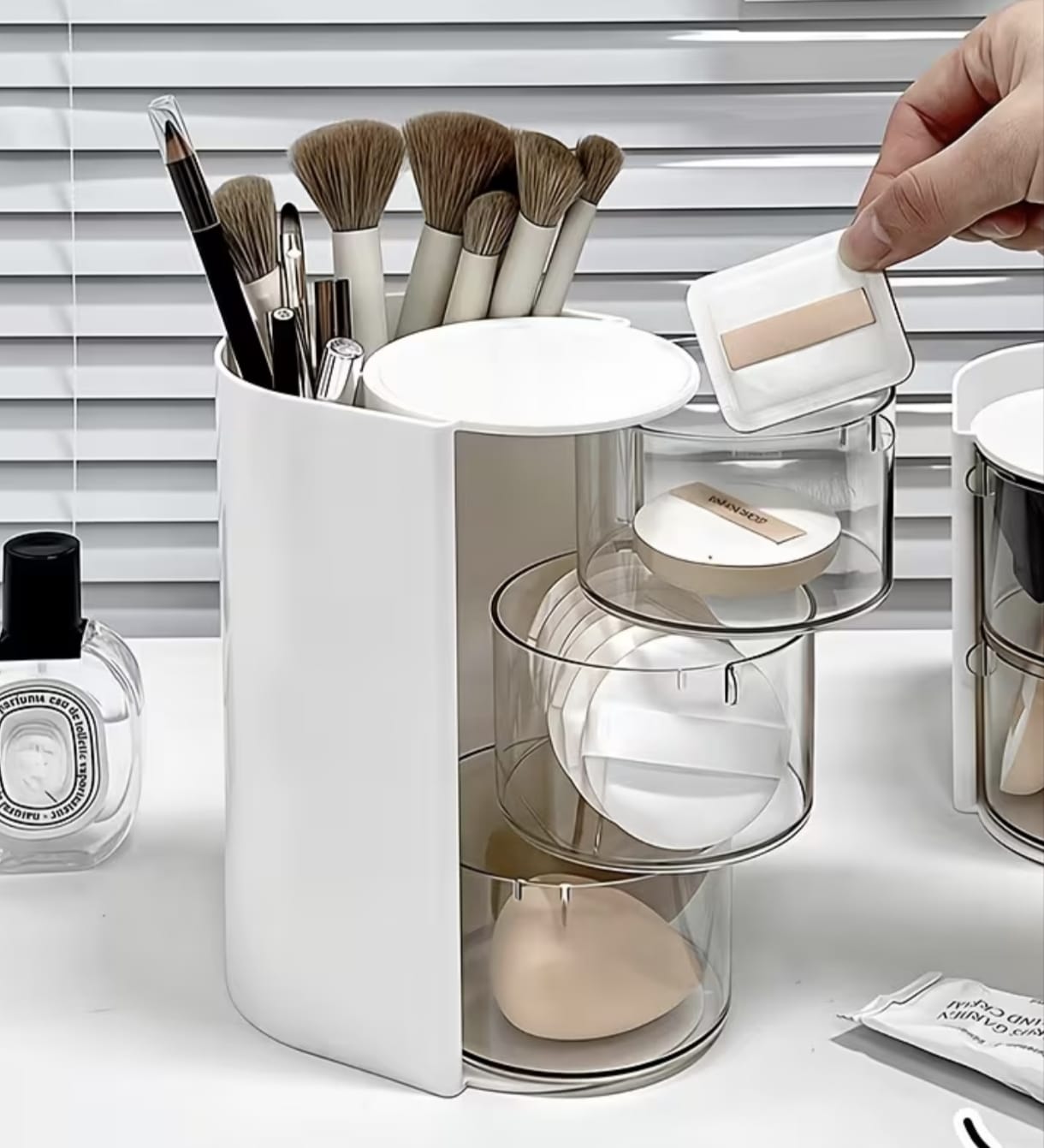 3 Layer Rotating Makeup Brushes Holder