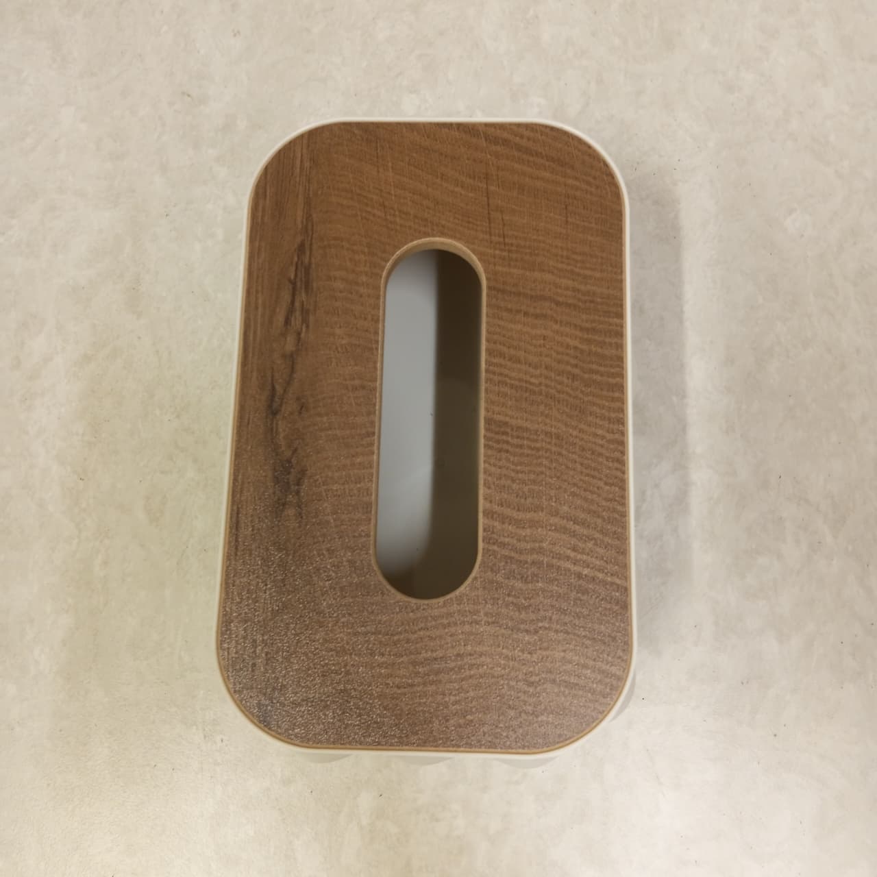 Bubble Tissue Box - White with Wooden Top - 8.5x5.5x3.5 Inches