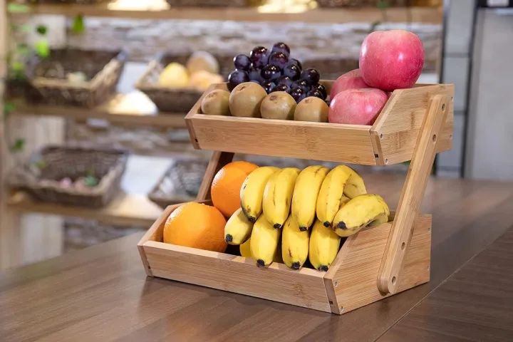 2 Tier Fruit Basket For Kitchen-Fruit and Vegetable Storage Bowl Stand For Kitchen Countertop, Produce Basket Fruit Holder
