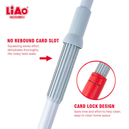 LIAO Twist Mop A130107 – Self Wringing Floor Mop | Adjustable Telescopic Handle | Microfiber Mop with Scourer Tip