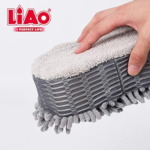 LIAO Car Foam Cleaning Sponge F130016 – Double Side Wash Sponge | Chenille + Microfiber | 23×12×6cm
