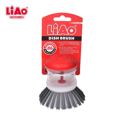 LIAO Liquid Dish Brush D130002 – Soap Dispensing Kitchen Brush | Built-in Liquid Compartment | Easy Press Button