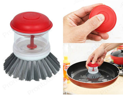 LIAO Liquid Dish Brush D130002 – Soap Dispensing Kitchen Brush | Built-in Liquid Compartment | Easy Press Button