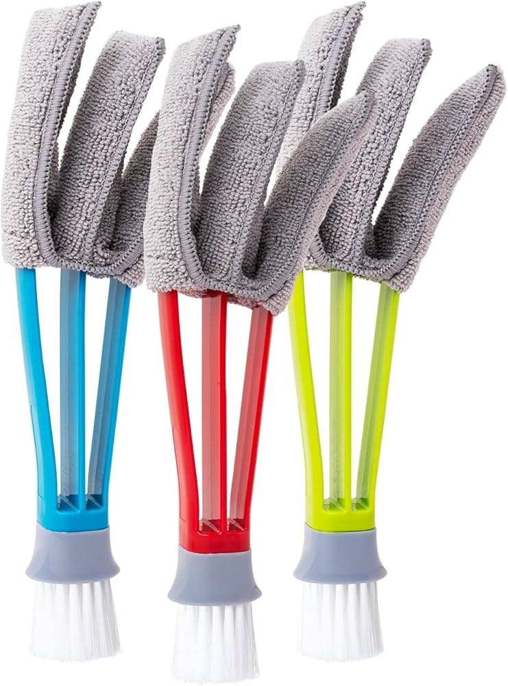 LIAO Window Blind Duster LB2208 – Microfiber Cleaner | 3 Blade Design | Double End Brush Tool