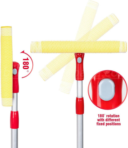 Telescopic Aluminum Pole Sponge + Squeege + Window Cleaner