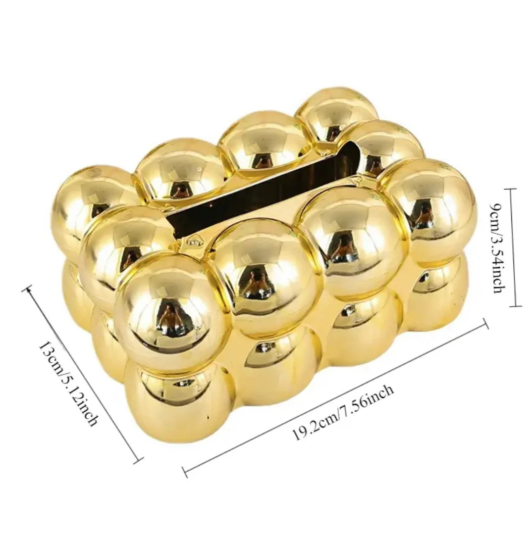 Bubble Tissue Box - Golden & Silver