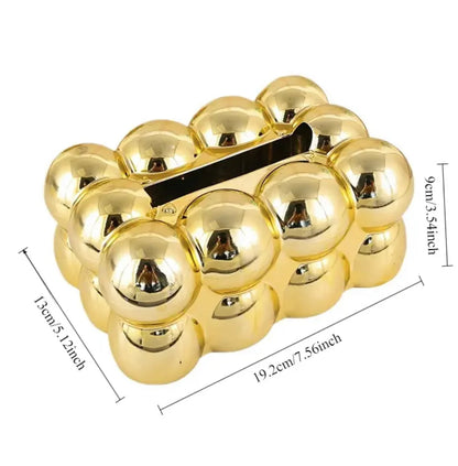 Bubble Tissue Box - Golden & Silver