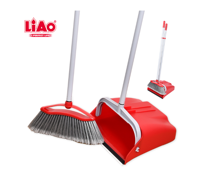 LIAO Dustpan Set C130019 – Long Handle Broom &amp; Dustpan Set | 75cm Metal Handle | Comb Teeth Design