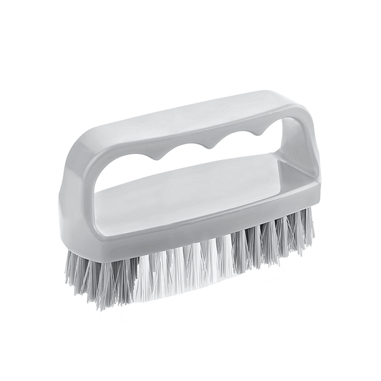 A white nail and collar brush with ergonomic design and durable material build.