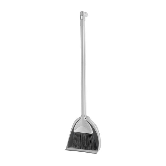 Broom and dustpan set on a white background
