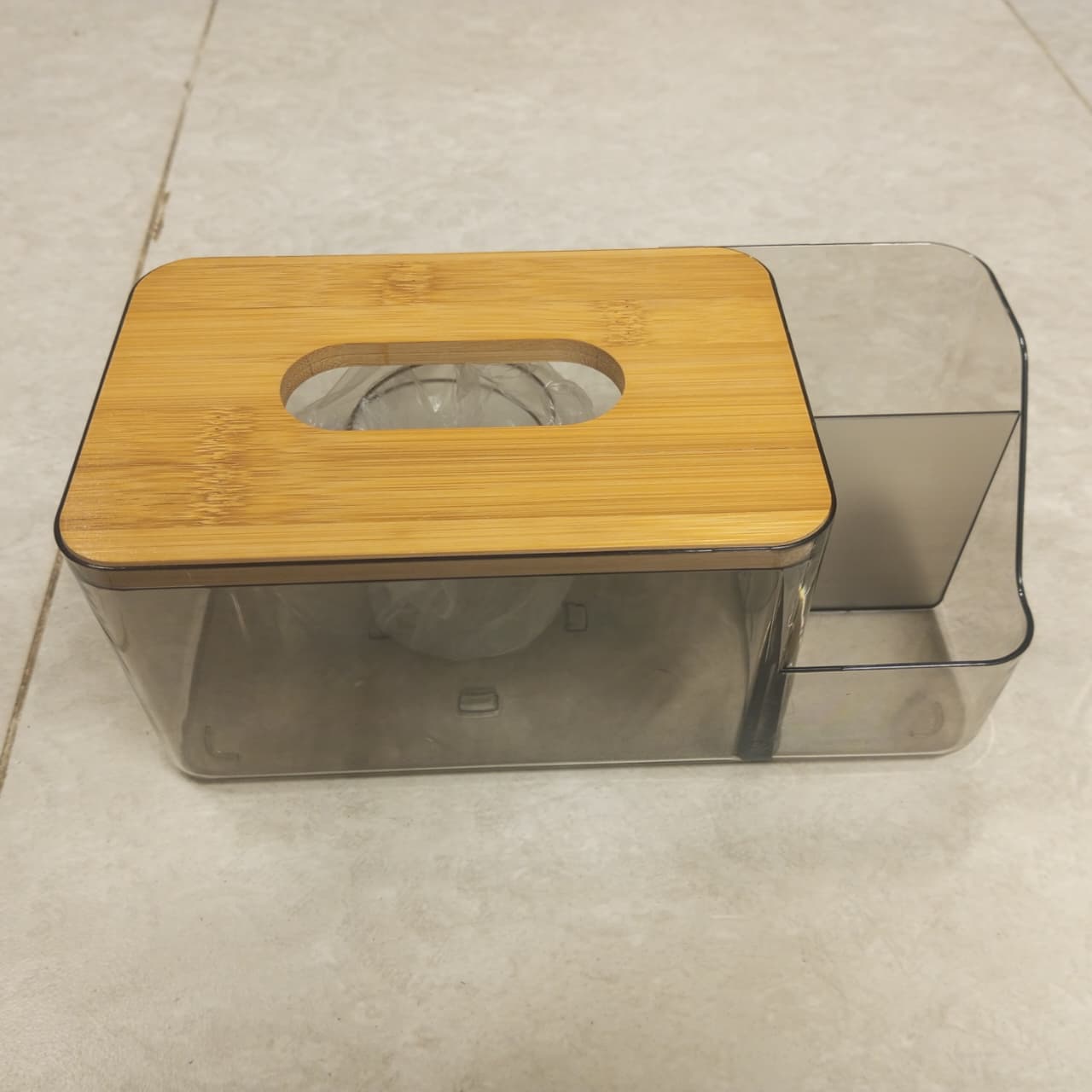 Tissue Box Holder Acrylic Wooden Top