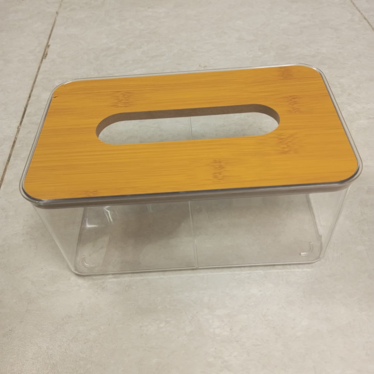 Tissue Box Holder Acrylic Wooden Top