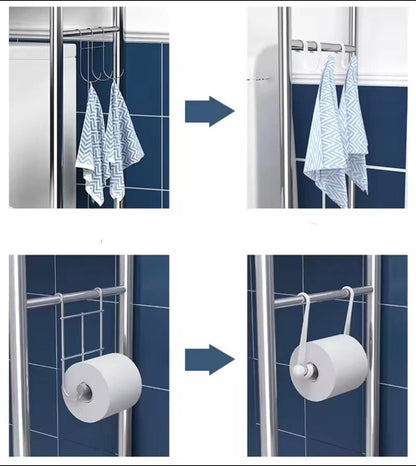 Bathroom Toilet Storage Rack Floor to Floor Toilet Rack Washroom Punching Free Washing Machine Basin Storage Rack