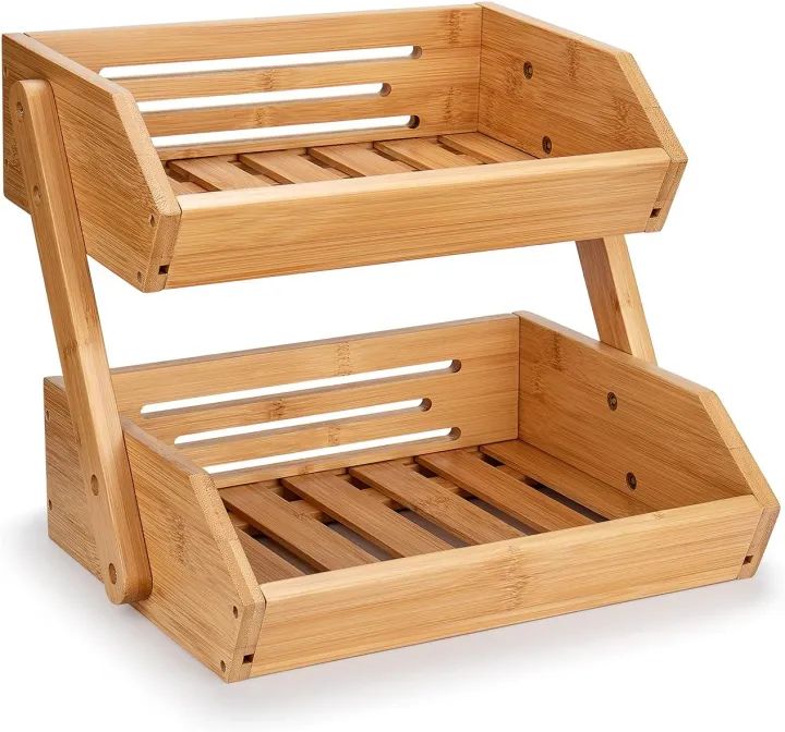 2 Tier Fruit Basket For Kitchen-Fruit and Vegetable Storage Bowl Stand For Kitchen Countertop, Produce Basket Fruit Holder