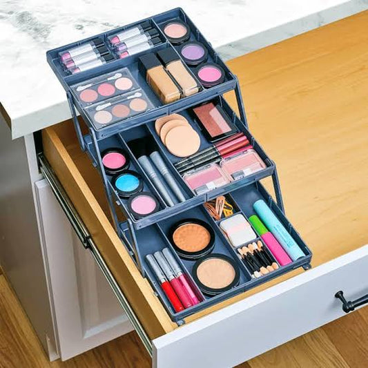 Multi-Level Foldable and Expandable Smart Drawer Organizer Storage Box - Adjustable Grids for Jewelry, Cosmetics, Cutlery & Office Items – Space-Saving Drawer Divider