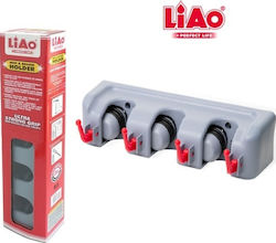 LIAO Broom Mop Holder Z130006 – Wall Mount Organizer | 3 Holders + 4 Hooks | Space Saving Storage Rack