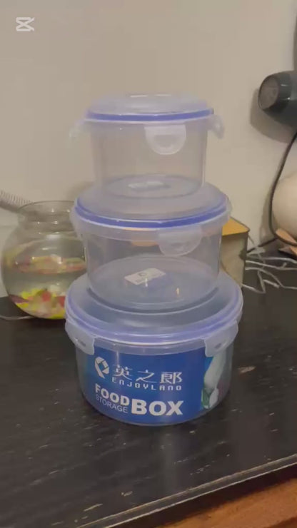 03 Piece Air Tight Round Food Storage Boxes