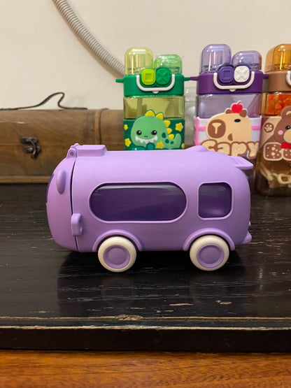 Portable Bus Water Bottle with Straw & Strap