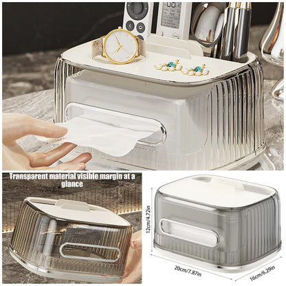 Acrylic Tissue Paper Holder With Accessories Holder