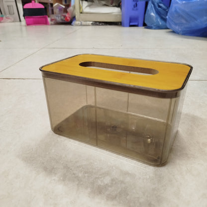 Tissue Box Holder Acrylic Wooden Top