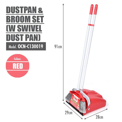 LIAO Dustpan Set C130019 – Long Handle Broom &amp; Dustpan Set | 75cm Metal Handle | Comb Teeth Design