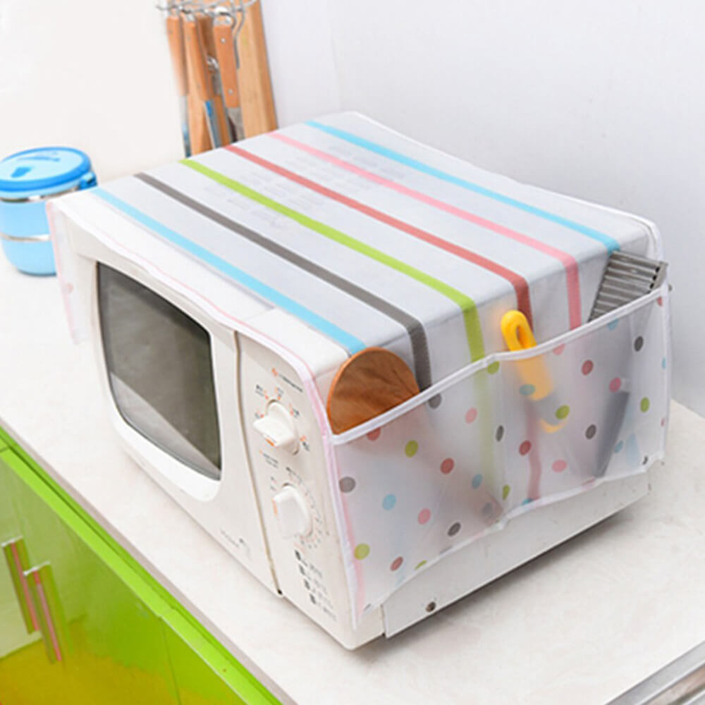 Colorful Storage Oil Dust Microwave Oven Cover Waterproof Double Pockets 